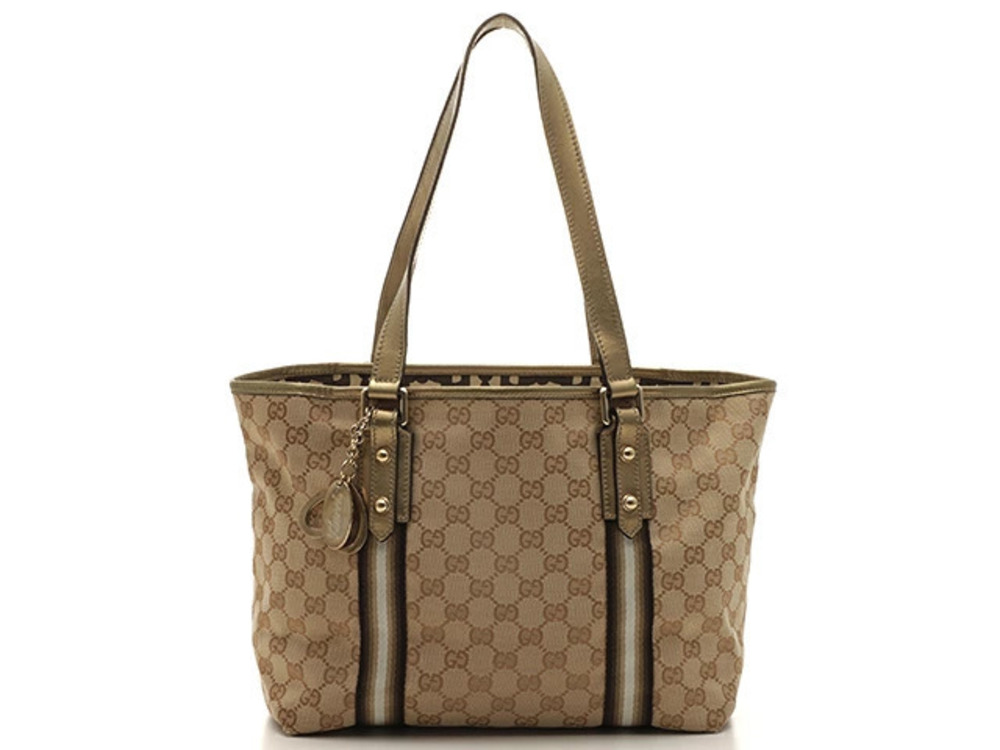 Gucci tote bag canvas leather GG